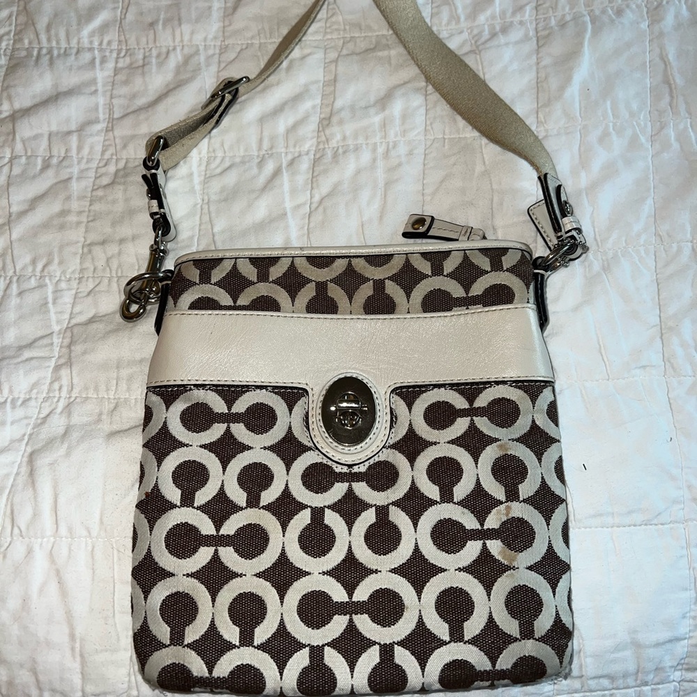 Coach Brown and Cream Crossbody Bag